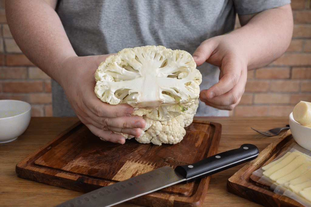 chef-pv-show-fazendo-bifes-de-couve-flor-1024x683 Couve-Flor à Parmegiana: Receita Fácil e Deliciosa no Forno