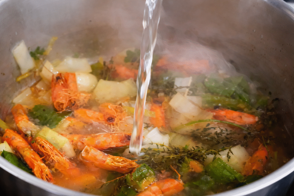 caldo-de-camarao-com-ervas-1024x683 Risoto de Camarão Cremoso: Receita Perfeita e Irresistível