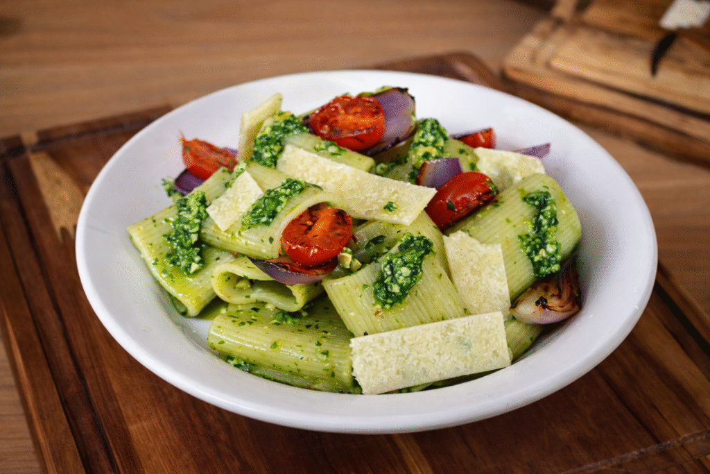 rigatoni-com-pesto-de-rucula-1-1024x683 Rigatoni ao Pesto de Rúcula Delicioso