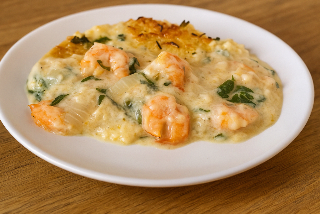Travessa-de-Camarao-Gratinado-Cremoso-com-queijo-derretido-e-crosta-dourada-servido-com-arroz-branco-e-ervas-frescas.-2-1024x683 Camarão Gratinado Cremoso: Sabor Irresistível e Textura Perfeita!