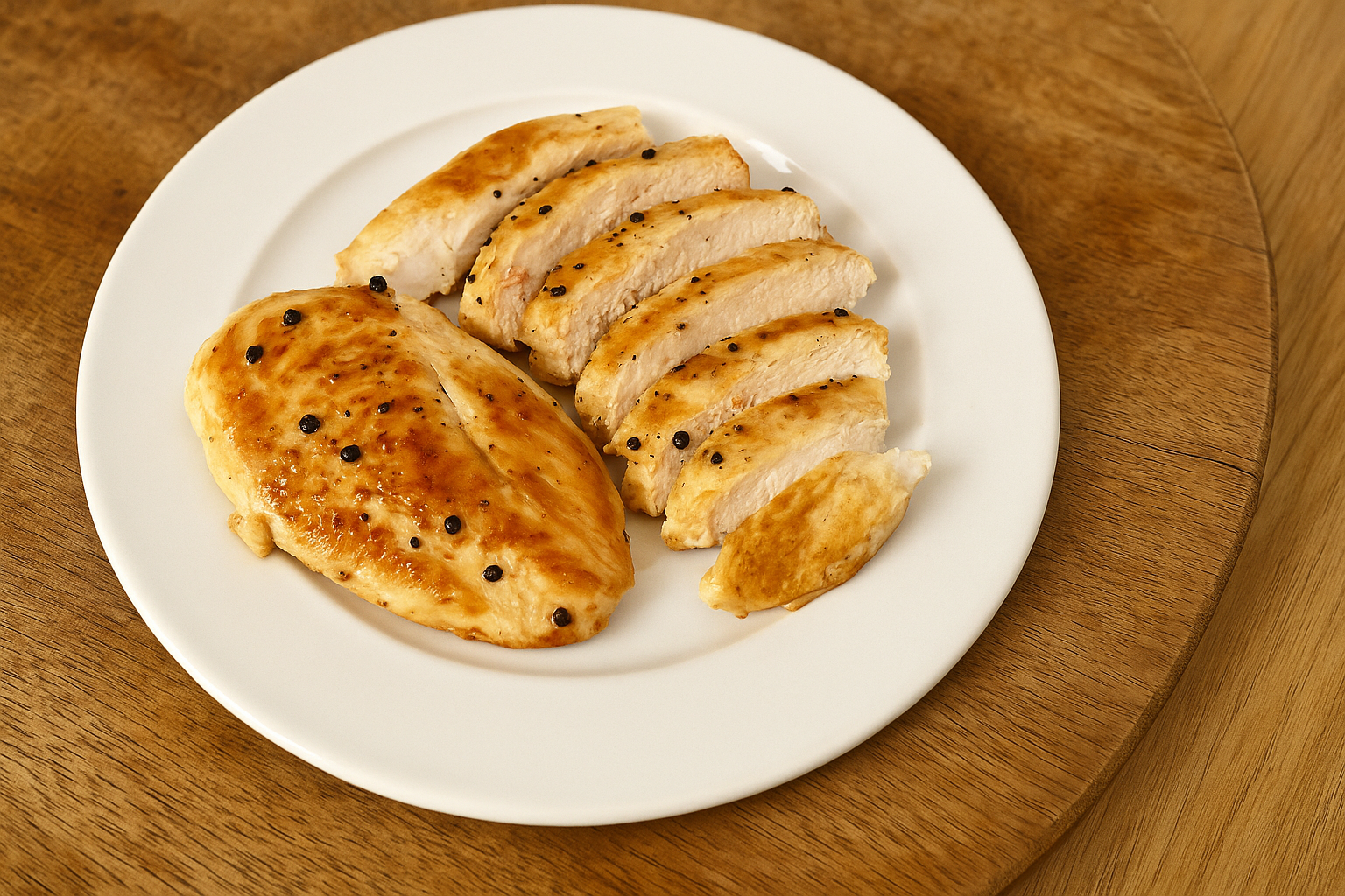Filé de frango dourado na frigideira com crosta crocante, servido com alecrim e limão ao lado.