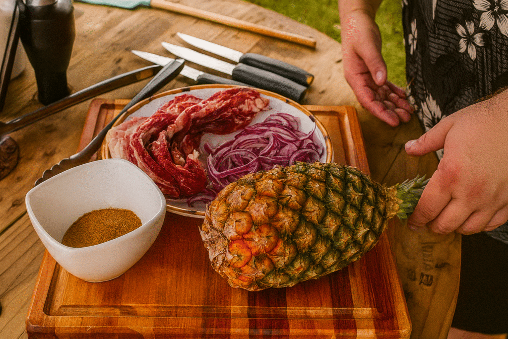 hamburguer-com-abacaxi-e-cebola-caramelizada-4-1024x683 Hambúrguer de Bananinha com Pão de Abacaxi – Receita Tropical do Chef PV Show