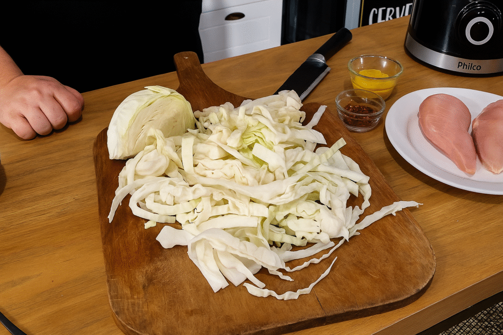 macarrao-de-repolho-com-molho-branco-e-frango-4-1024x683 Macarrão de Repolho com Molho Branco e Frango — Receita Low Carb e Proteica