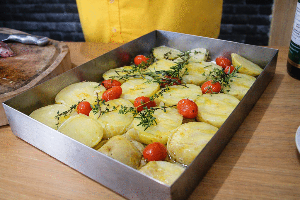 batatas-com-ervas-assadas-1024x683 Tainha Espalmada com Batatas e Tomate Cereja no Forno