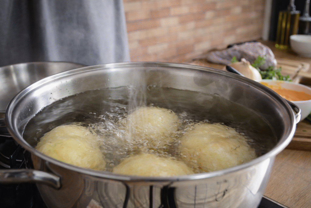 batatas-cozinhando-para-faze-pure-1024x683 Burrito de carne com creme de cheddar e purê de batatas