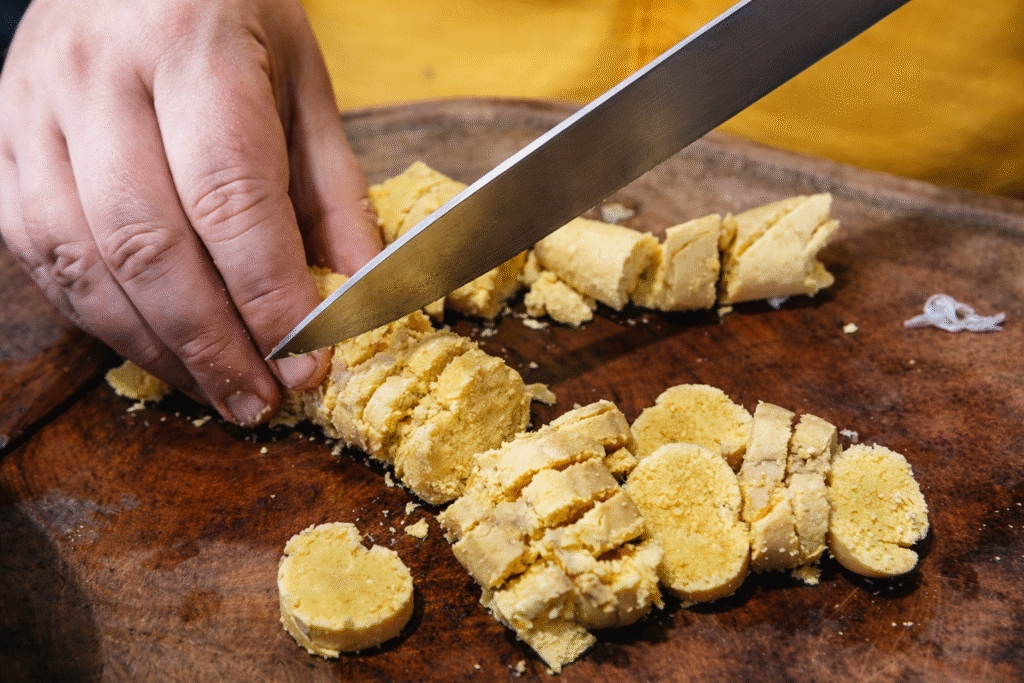 ovas-cozidas-sendo-cortadas-para-uso-na-farofa-1024x683 Farofa de Ova: Acompanhamento Perfeito para Peixe e Frutos do Mar