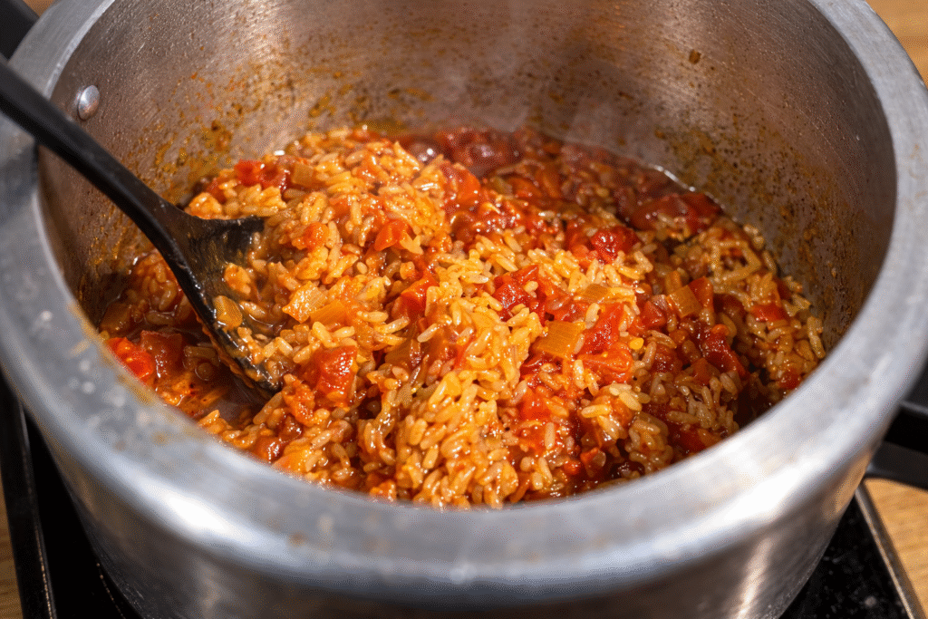 arroz-cozido-com-caldo-de-carne-1024x683 Maminha na Panela de Pressão com Arroz no Próprio Caldo: Receita Fácil e Saborosa