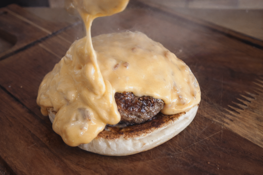 cascata-de-cheddar-transforma-tudo-em-uma-grande-experiencia-1024x683 Oráculo Burger: hambúrguer com creme de queijo e salame italiano