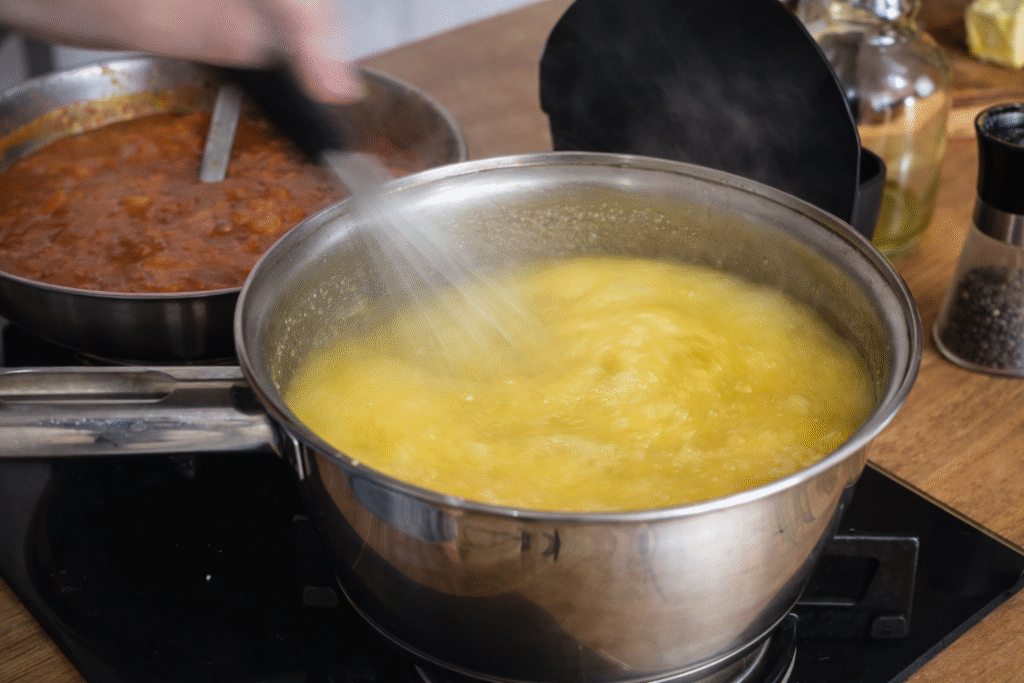 chef-pv-show-preparando-polenta-cremosa-1024x683 Coração de Frango ao Molho com Polenta Cremosa: Receita Reconfortante e Fácil