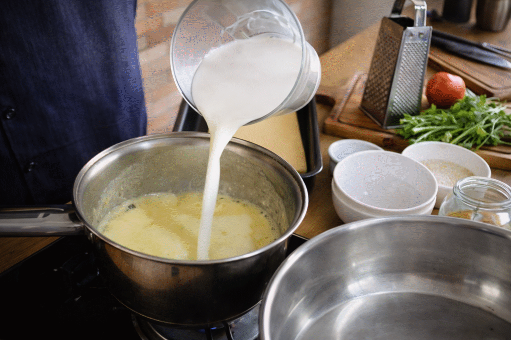 como-preparar-molho-branco-1024x683 Lasanha de Atum com Molho Branco: Receita Cremosa e Diferente