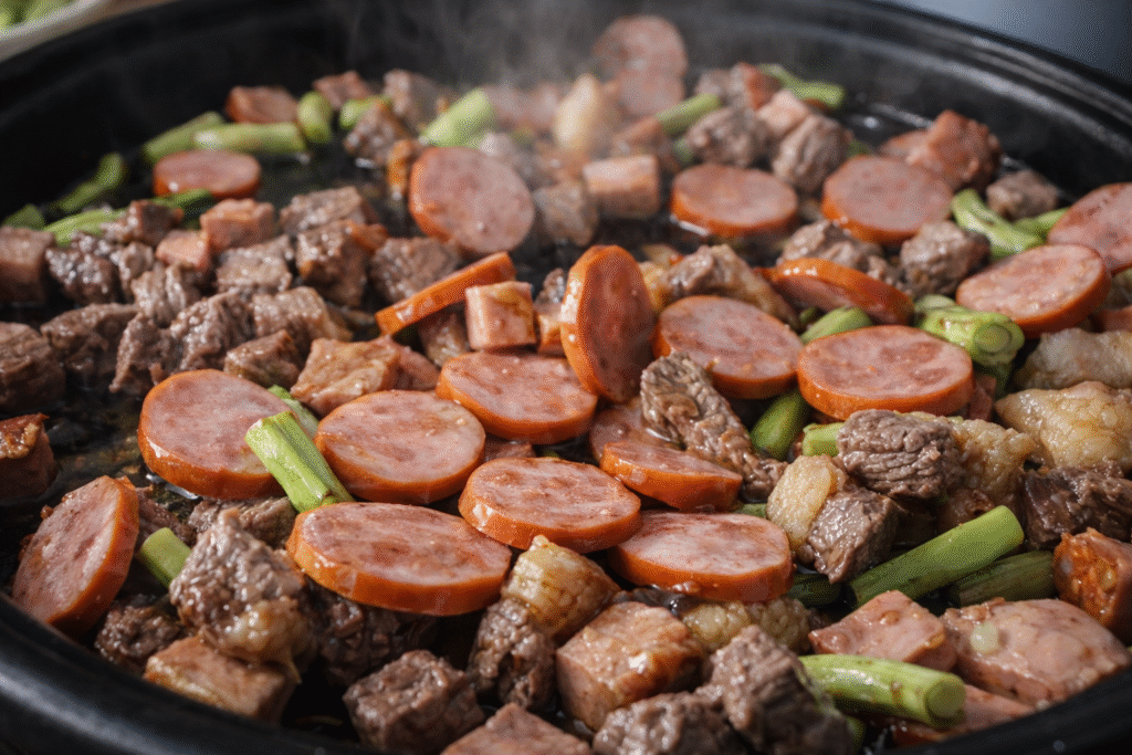 entrevero-do-deza-tem-carnes-e-verduras-1024x683 Entrevero de Disco: Receita Completa com Carne, Linguiça, Legumes e Muito Sabor