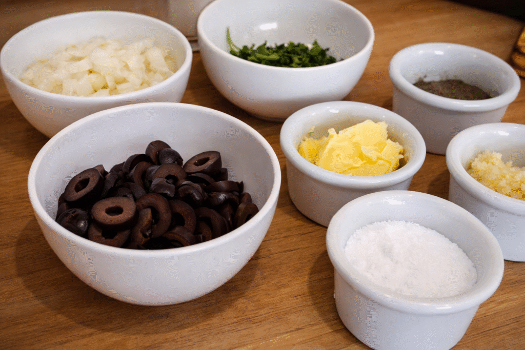 ingredientes-para-farofa-de-azeitonas-1024x683 Farofa de Azeitonas: Receita Aromática e Cheia de Personalidade