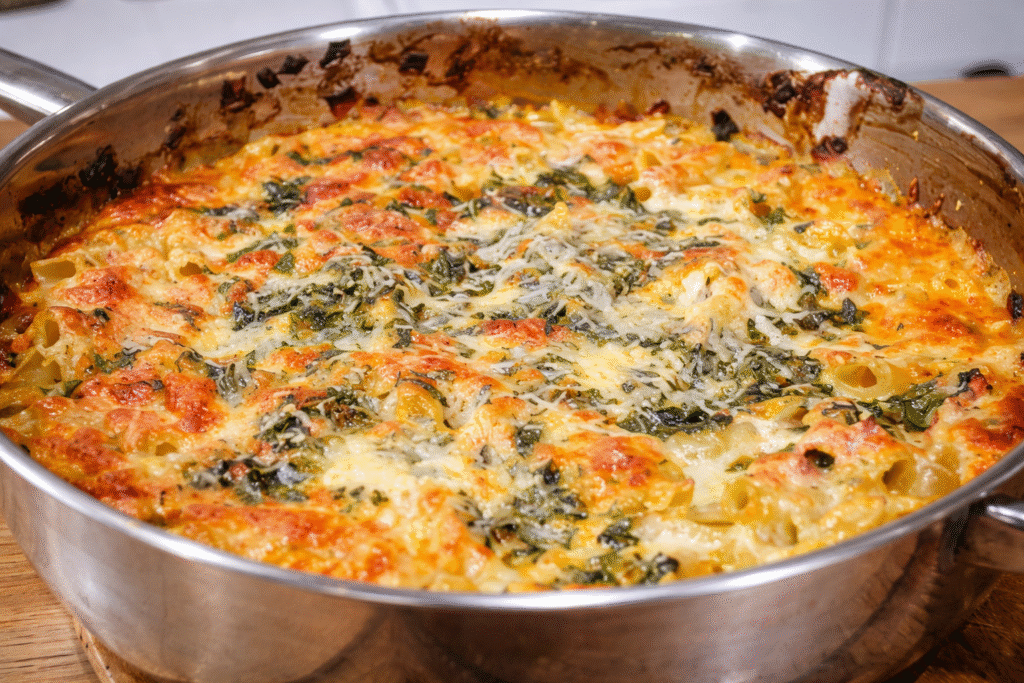 macarrao-de-forno-do-chef-pv-show-1024x683 Macarrão de Forno com Presunto e Espinafre: Receita Cremosa e Gratinada