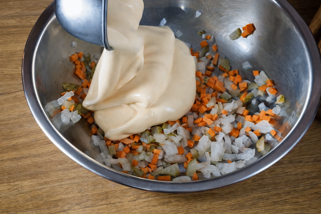 maionese-e-a-base-para-o-molho-tartaro-1024x683 Molho Tártaro Caseiro: Receita Fácil, Cremosa e Perfeita para Lanches