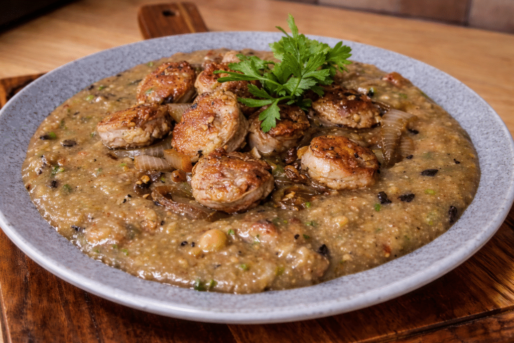 pirao-com-linguica-1-1024x683 Pirão d’Água com Linguiça Acebolada: receita simples, barata e cheia de memória afetiva