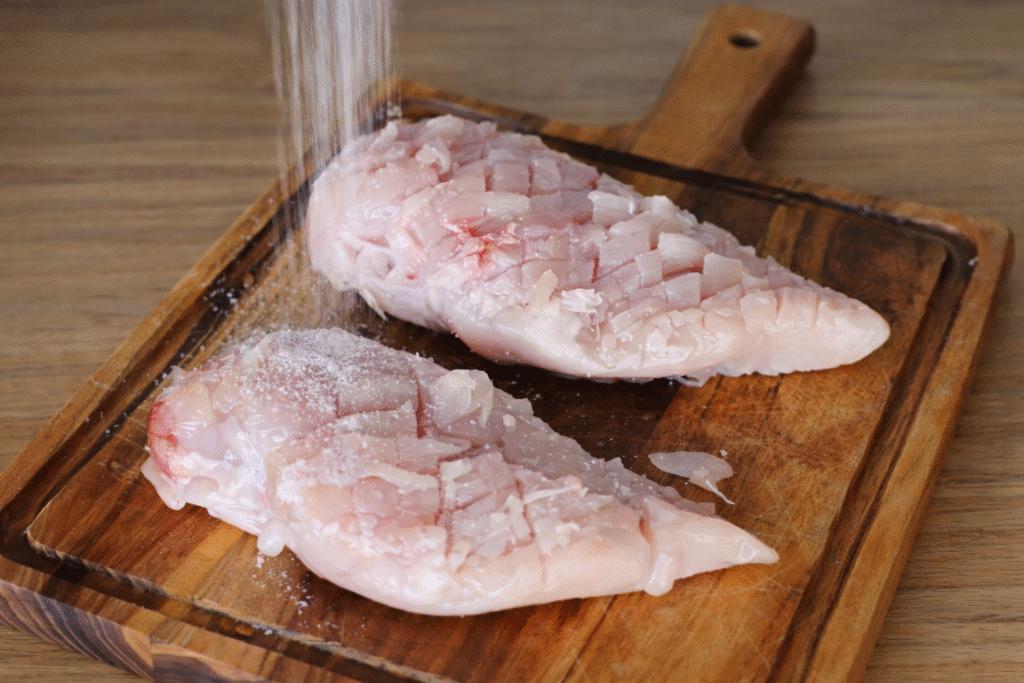 temperando-frango-para-grelhar-na-frigideira-1024x683 Frango com Creme de Provolone: Receita Cremosa, Saborosa e Fácil de Fazer