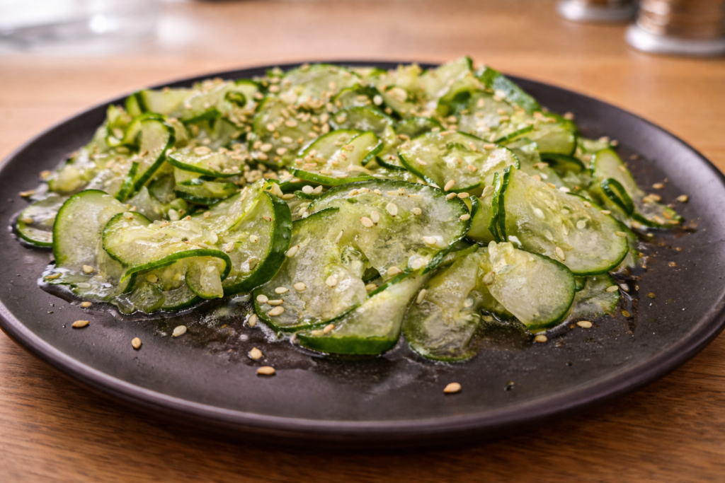 Salada-de-pepino-com-gergelim-tostado-1024x683 Sunomono: Salada de Pepino Japonesa Refrescante e Agridoce