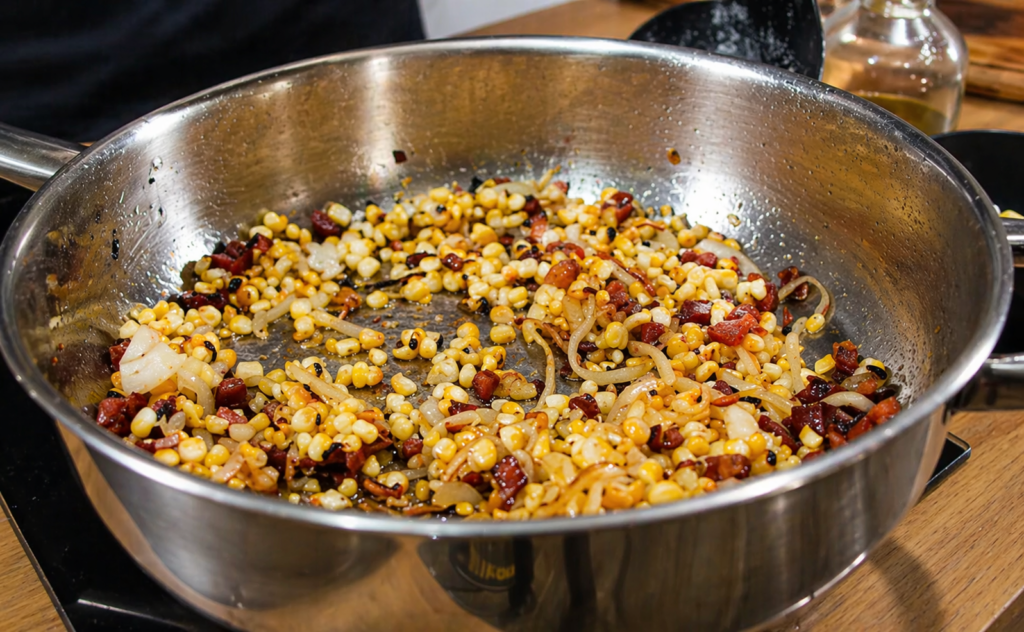 milho-tostado-refogado-com-cebola-e-bacon-1024x632 Farofa de Milho Tostado na Churrasqueira: Acompanhamento Perfeito para Churrasco