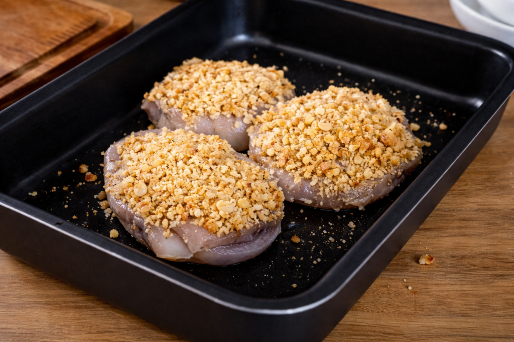 peixe-assado-com-crosta-de-nozes-1024x683 Dourado com Crosta de Nozes e Molho de Palmito: Receita Sofisticada e Fácil