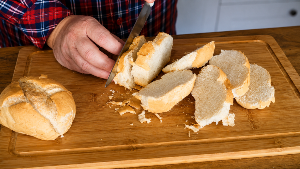 pao-amanhecido-em-fatias-para-rabanada-1024x576 Rabanada Salgada com Pão Amanhecido: Receita Crocante, Rápida e Sem Desperdício