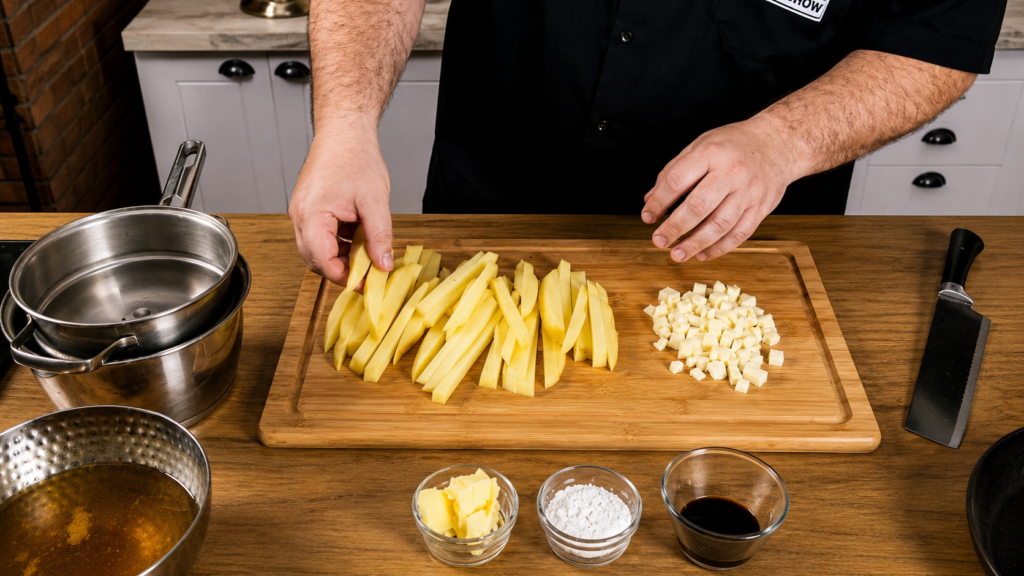 chef-pv-show-preparando-ingredientes-para-uma-poutine-1024x576 Poutine Canadense: A Famosa Batata com Molho Gravy que Conquistou o Canadá