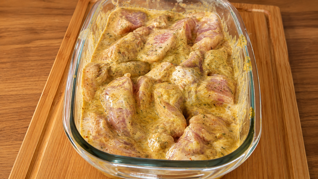 frango-marinado-no-iogurte-1024x576 Espetinho Fit de Peito de Frango: Suculento, Cremoso e Rico em Proteínas