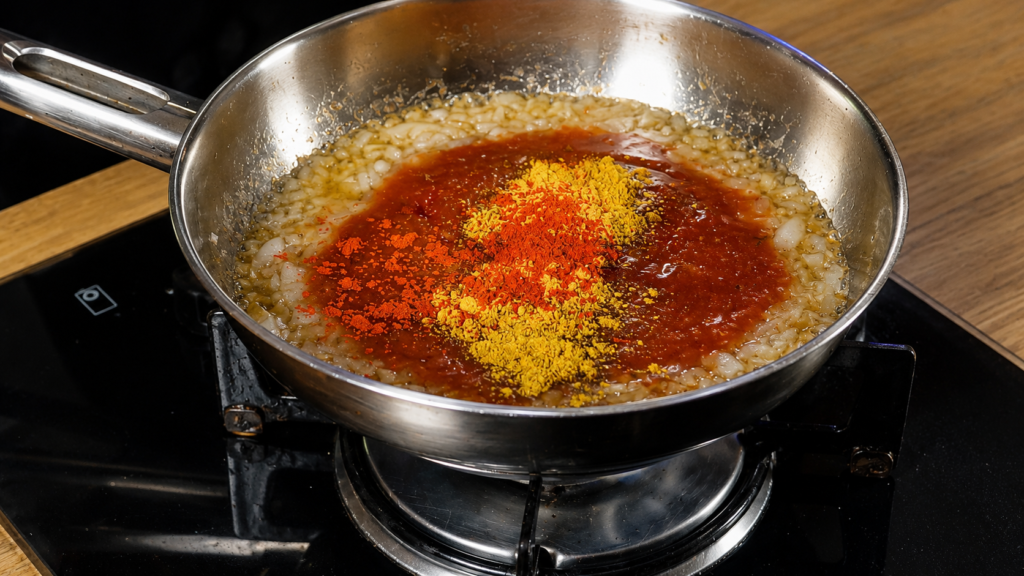 preparando-molho-de-curry-1024x576 Currywurst: A Famosa Comida de Rua Alemã com Molho de Curry