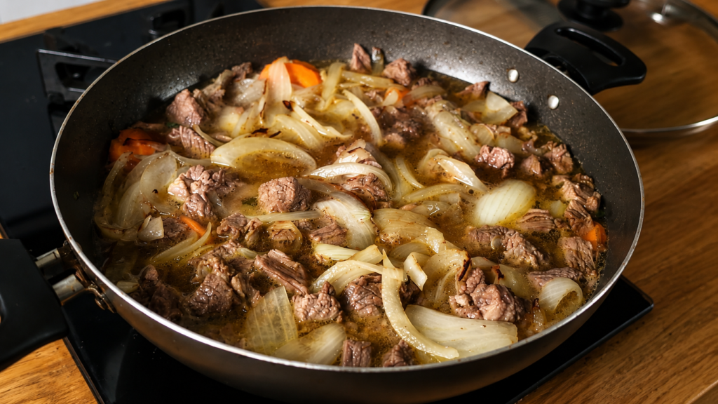 stovies-escoces-cozinhando-1024x576 Stovies Escocês: A Receita Tradicional da Escócia Feita com Batatas e Carne