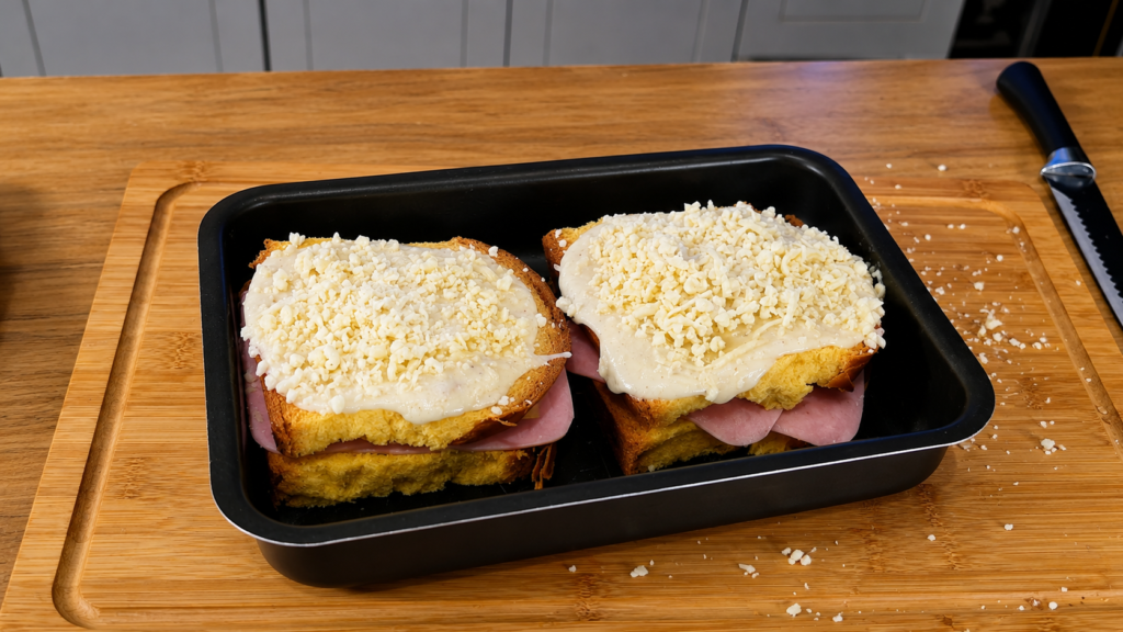 Croque-monsieur-prestes-a-ir-ao-forno-1024x576 Croque Monsieur: Aprenda a Fazer o Tradicional Sanduíche Francês Gratinado