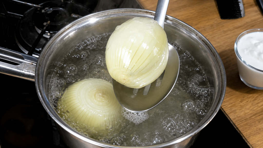 cebola-cozida-para-liberar-as-petalas-1024x576 Sogan Dolma: Cebolas Recheadas com Carne e Arroz da Bósnia