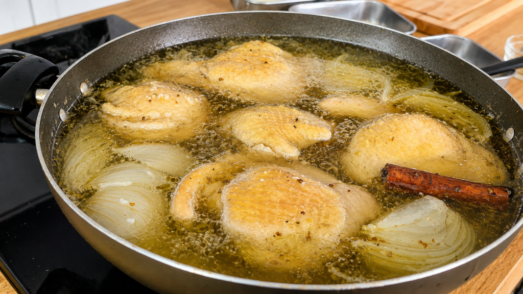 frango-cozido-para-saleeg-1024x576 Saleeg: Aprenda a Fazer o Tradicional Arroz Cremoso da Arábia Saudita