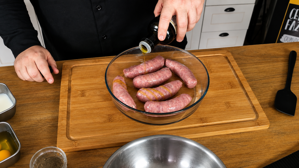 preparando-linguica-para-toad-in-the-hole-1024x576 Toad in the Hole: Aprenda a Fazer o Tradicional "Sapo no Buraco" da Inglaterra