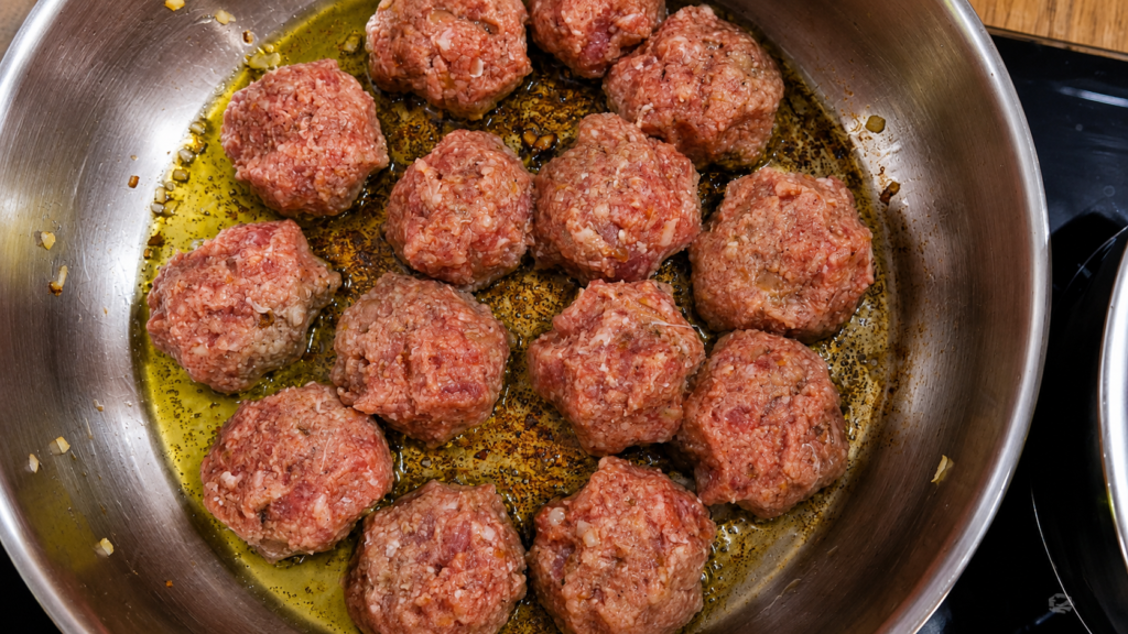 almondegas-suecas-na-frigideira-1024x576 Köttbullar: Almôndegas Suecas com Molho Cremoso e Purê de Batatas