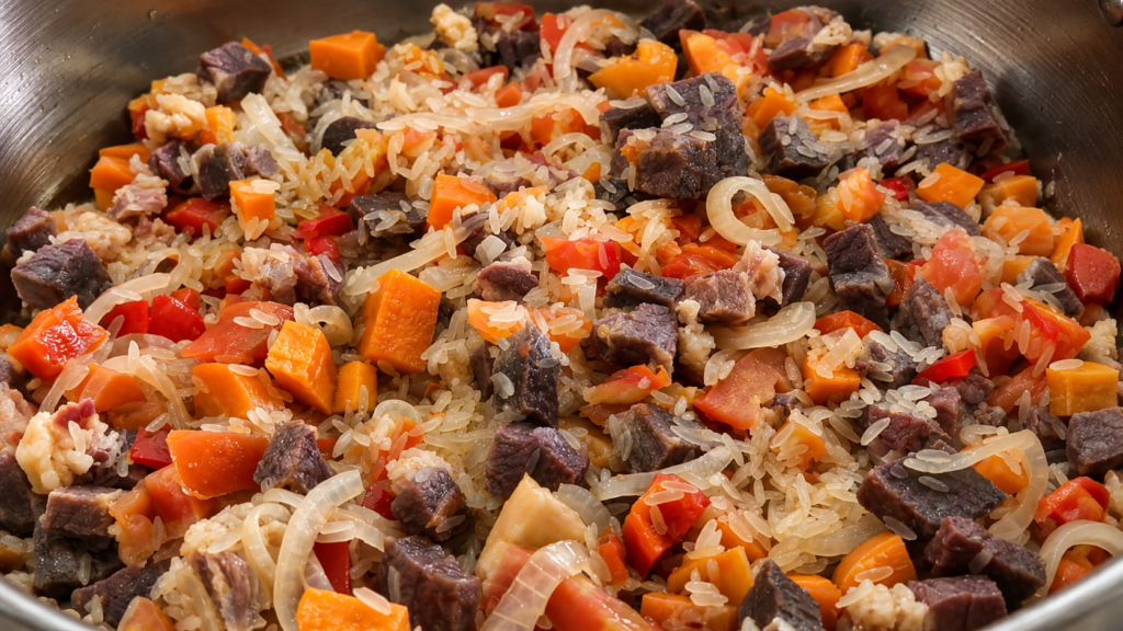 base-de-sabor-do-arroz-maria-isabel-1024x576 Arroz Maria Isabel: Receita Tradicional com Carne Seca e Legumes