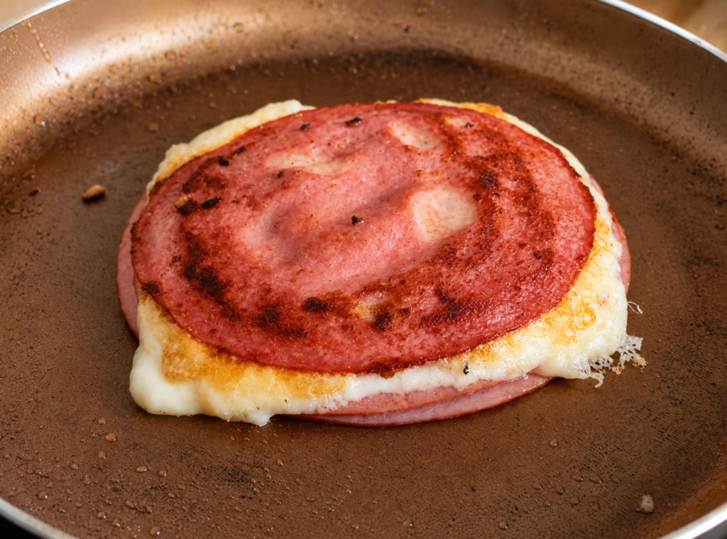 camadas-de-presunto-e-queijo-grelhadas-1024x760 Sanduíche de Mortadela com Queijo e Tomate Confitado: uma versão especial do clássico
