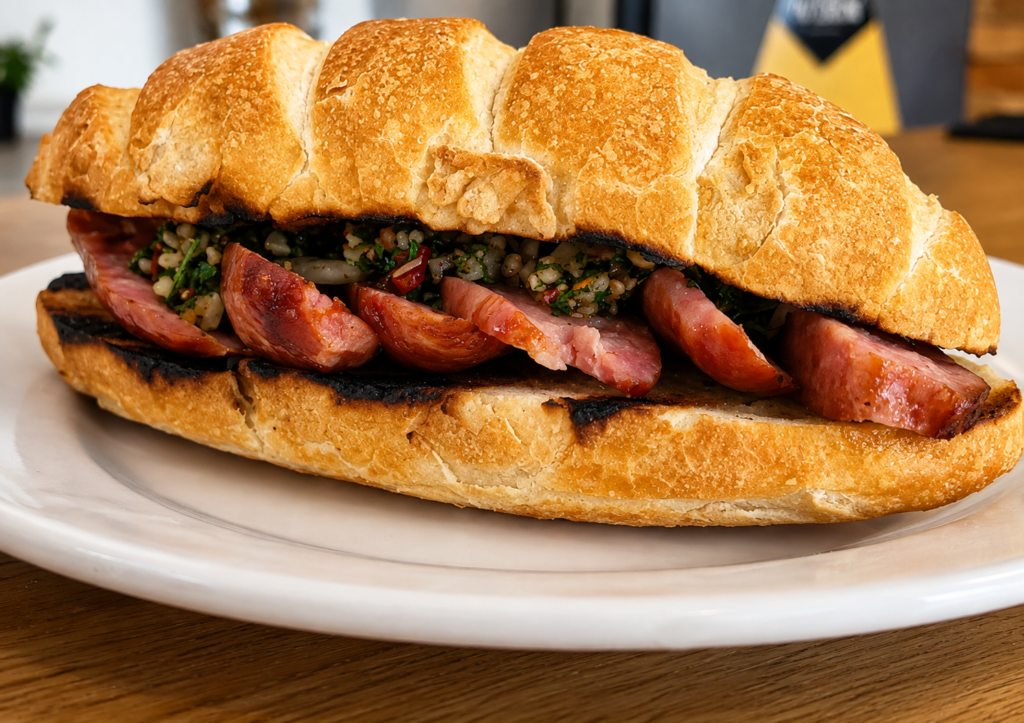 como-fazer-choripan-1024x723 Choripán: Sanduíche de Linguiça com Chimichurri para o Churrasco