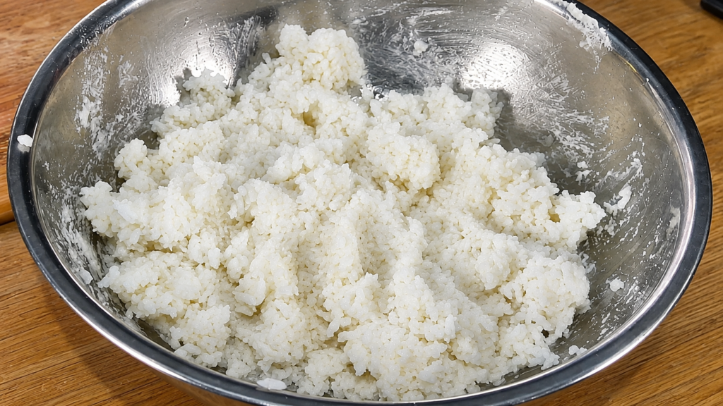 massa-de-arroz-para-kubba-1024x576 Kubba Iraquiana de Arroz: Crocante por Fora e Recheada com Carne Temperada