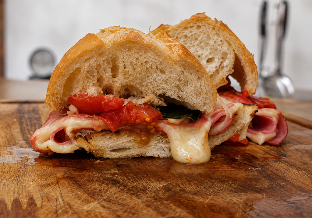 o-melhor-sanduiche-de-mortadela-1024x716 Sanduíche de Mortadela com Queijo e Tomate Confitado: uma versão especial do clássico