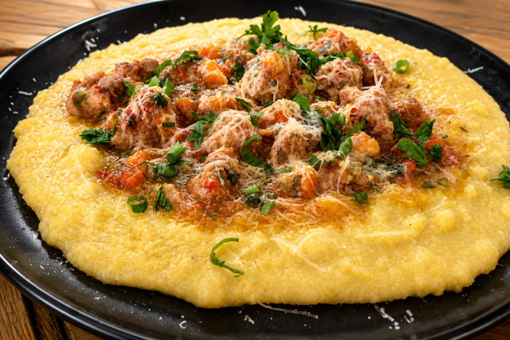 ragu-de-linguica-com-polenta-1-1024x682 Ragu de Linguiça Toscana com Polenta Cremosa