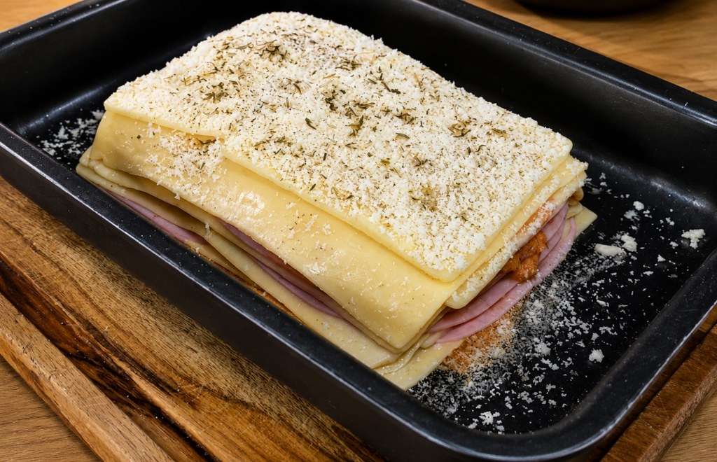 uma-cobertura-de-parmesao-sempre-vai-bem-1024x660 Lasanha de Presunto e Queijo: Receita Fácil, Cremosa e Perfeita para o Dia a Dia
