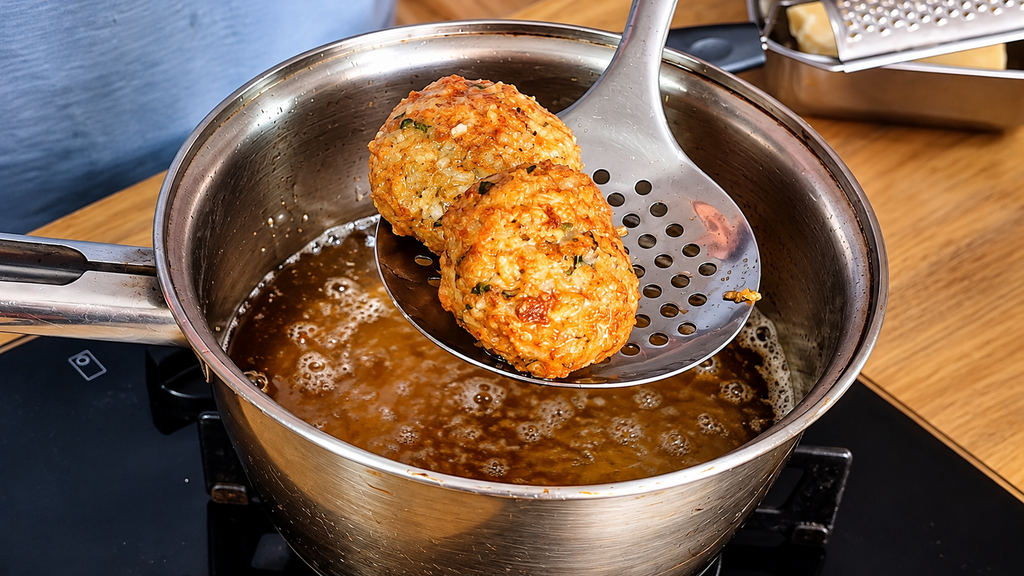 Bolinhos-Dourados-no-Oleo-Quente-1024x576 Bolinho de Arroz com Queijo: Receita Crocante e Fácil para Aproveitar Sobras